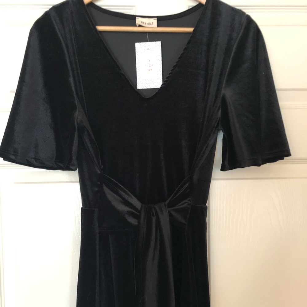 Black velvet dress.